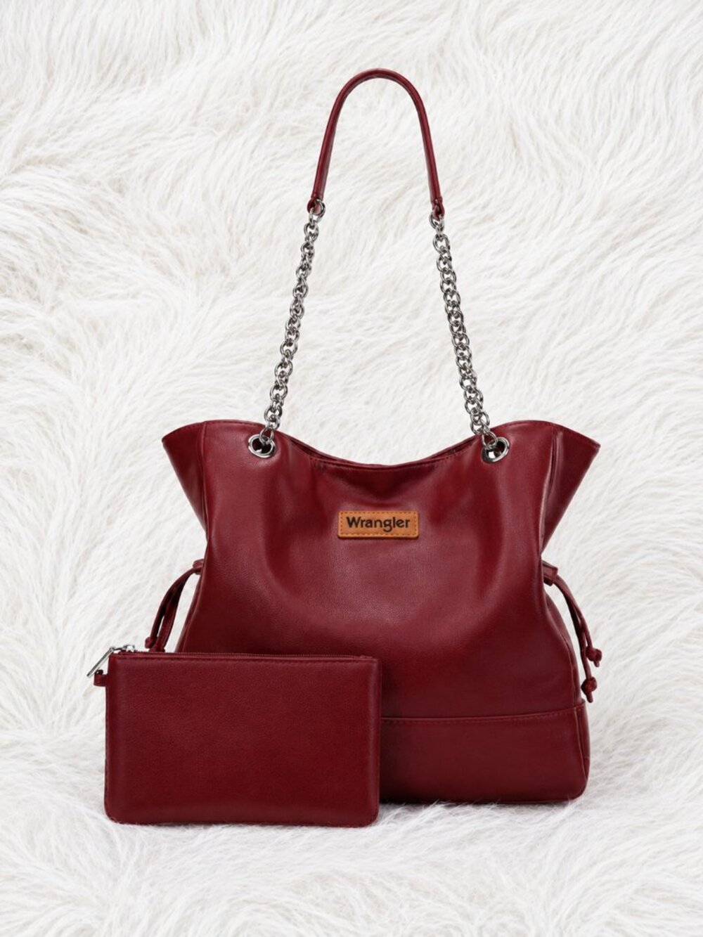 Wrangler Burgundy Tote Bag with Matching Removable Pouch